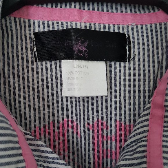 Beverly Hills Polo Club Gray/White Stripe Top, L - Picture 2 of 5